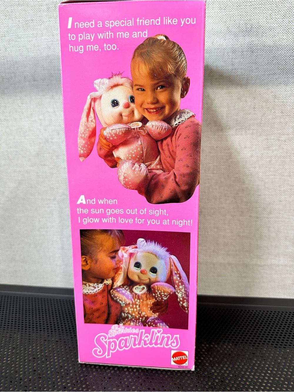 Mattel PJ Sparkles Sparklins Pink Bunny 1989 In box Glow-in-the-dark Rare - Picture 5 of 16